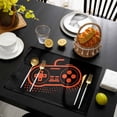 thumbnail image 3 of Orange Game Controller Placemats Set of 6, Modern Art Gaming Handheld Black Placemats for Dining Table, Place Mats for Kitchen Tabletop, Waterproof Wipeable Dining Table Mats Set, 3 of 9
