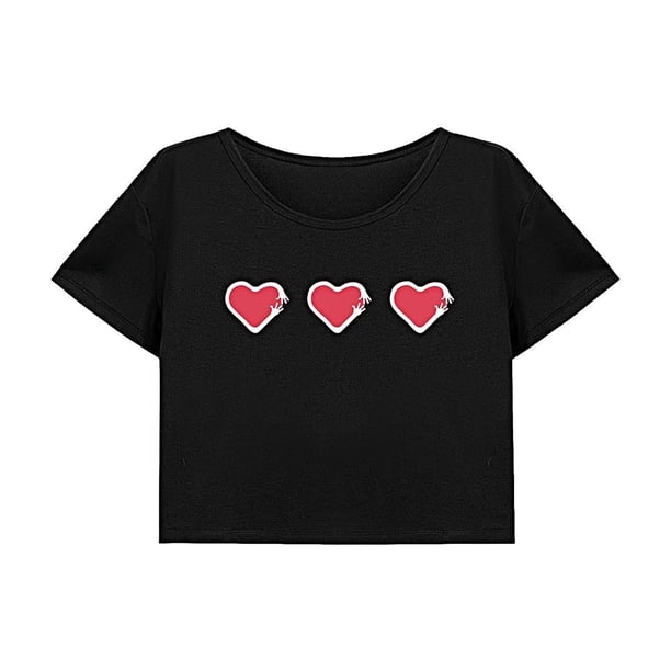 Top corto suelto para mujer, ropa deportiva de verano, Top sencillo de manga corta para ir de compras M