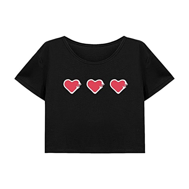 Top corto suelto para mujer, ropa deportiva de verano, Top sencillo de manga corta para ir de compras M