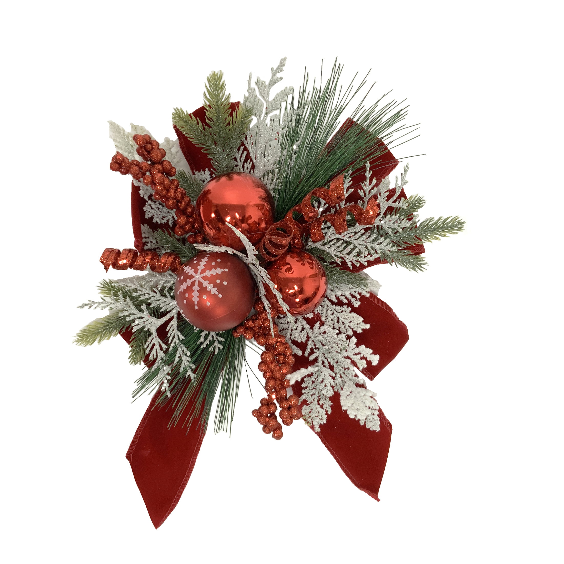 Holiday Time Red Ornament Floral Bow
