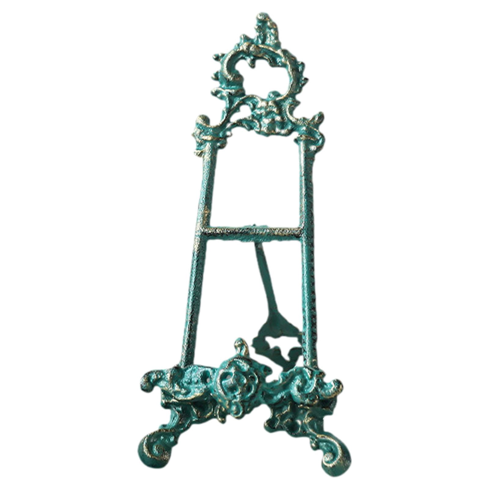 Display Stand Metal Easel Stand Decorative Blue Design for Collectibles Photos Books Ornaments