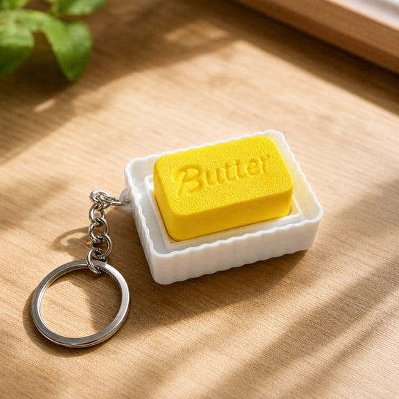 Butter Food Style Fidget Keychain, Cute Push Stress Relief Toy, Mini Bag Pendant for Keys Bag Daily Carry