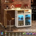thumbnail image 4 of Homieasy Wine Cabinet with Charging Station and LED Light, Rotating Wine Rack Table for Liquor with Glass Holder and Wine Rack Storage, Freestanding Floor Coffee Bar Cabinet for Kitchen, White, 4 of 8