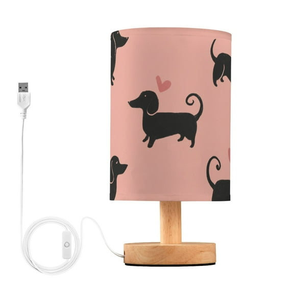 Dachshund Dog with Hearts Valentine Table Lamp with USB Port LED Warm Light Lamp Night Light Home Decor
