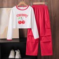 thumbnail image 2 of Wxirdiow Girls Toddler Clothes Girl's 2 Piece Outfits Graphic Crewneck Sweatshirt and Cargo Pants Set Fall Clothes Red Size,11-12 Years, 2 of 7