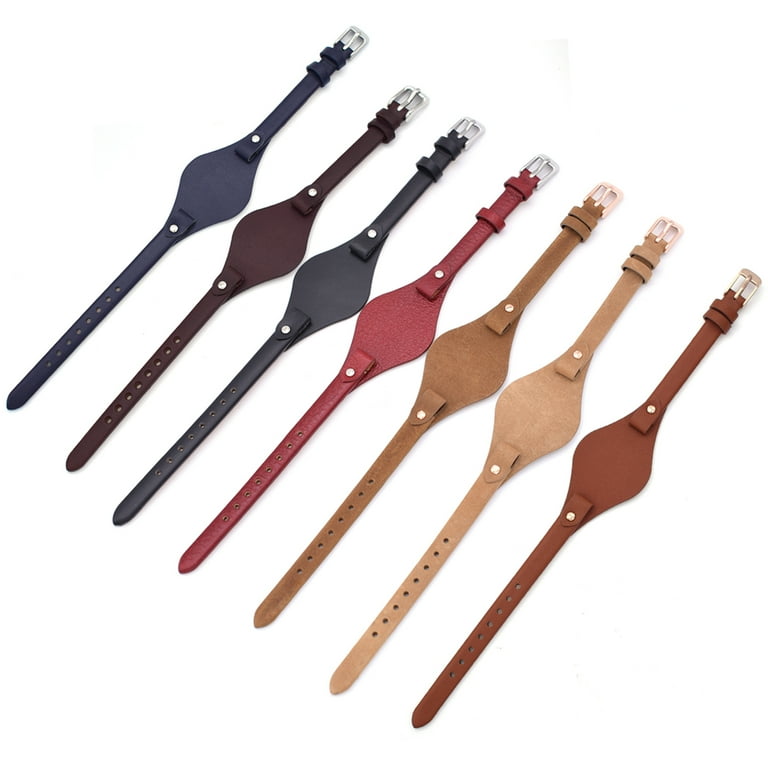 NIAUGE 8mm Spring Bar Genuine Leather Watch Strap Replacement for
