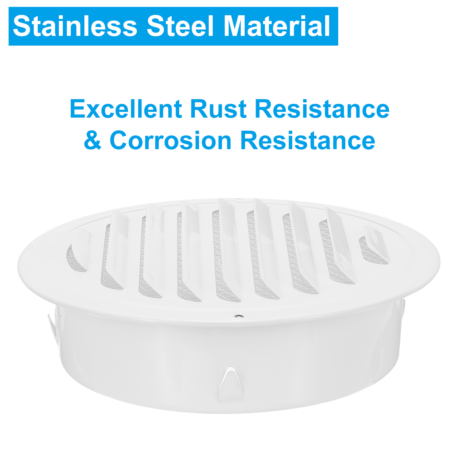 Uxcell Round Air Vent Cover Stainless Steel Louvered Wall Inlet Outlet Grill Screen Mesh Ducting Soffit Vent with Screws 1 Set White 6.3"