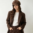 thumbnail image 6 of Kmonabie Winter Corduroy Octagonal Hat, Vintage Wood Button Newsboy Cap Painter Beret, Adjustable Soft Casual Headwear for Daily Wear, Brown, 6 of 7