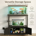 thumbnail image 3 of Bestier 20–29 Gallon Aquarium Stand with Power Outlets, Metal Fish Tank Stand with Storage Cabinet, 31.5"x15.7" Reptile Terrarium Stand with Gold Trim, 350 lbs Capacity (Black), 3 of 6