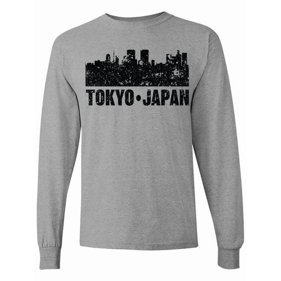 Inktastic Tokyo Japan City Skyline with Grunge Long Sleeve T-Shirt