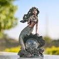 thumbnail image 6 of TERESA'S COLLECTIONS 12" Mermaid Garden Statue with Solar Outdoor Light, Bronze Patina Resin Sculpture, 6 of 7