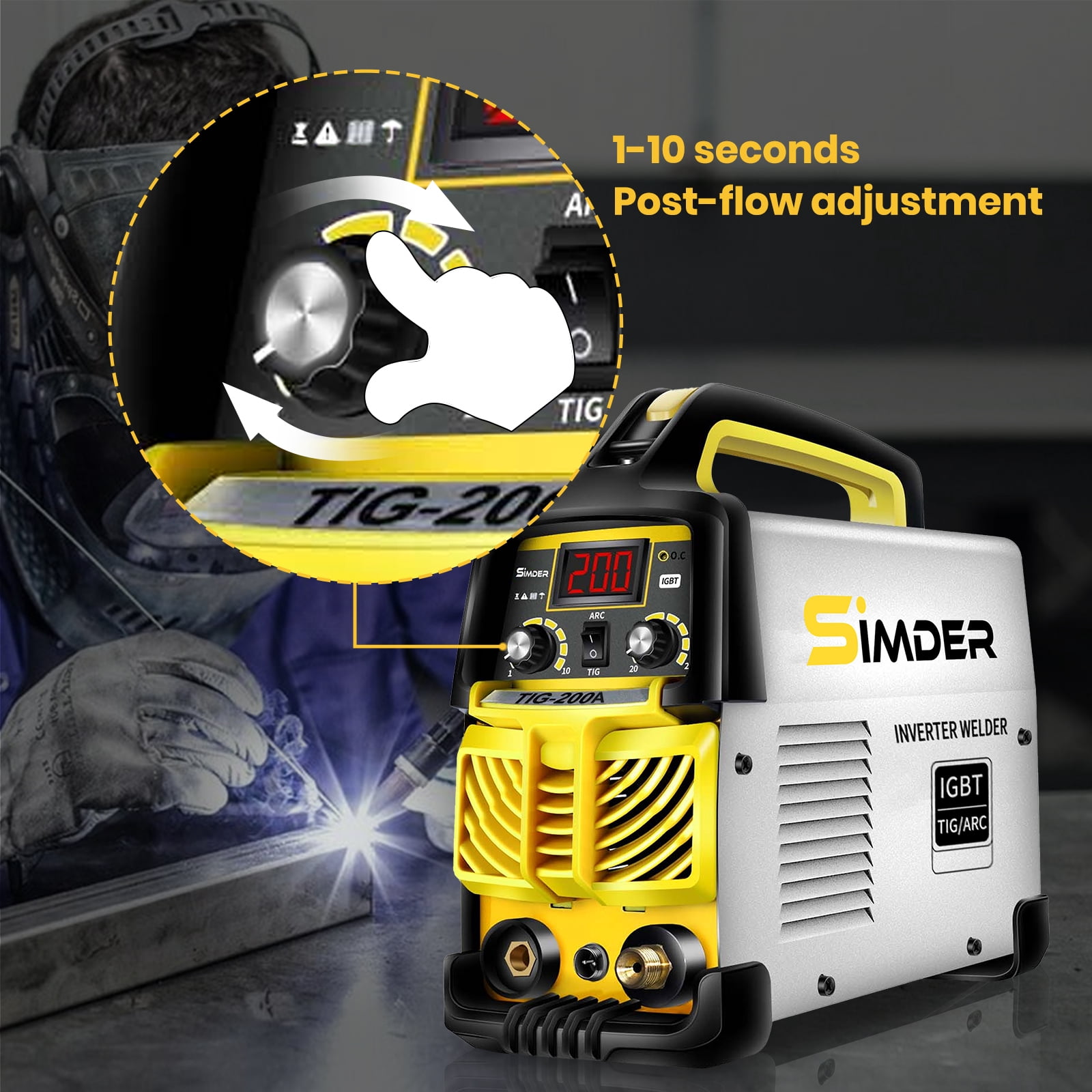 SSIMDER Welding Machine with Auto-Darkening Welding Helmet and Welding Gloves, 140A 2-in-1 Lift TIG/Stick Welder, Portable Dual Voltage 110V/220V for Home DIY, Repair and Metalwork