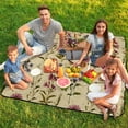 thumbnail image 7 of Floral Beige Vintage Textile Pattern Repeat Outdoor Picnic Blanket, Foldable Waterproof Beach Mat, Portable Beach Blanket for Beach Camping, Hiking, Family Concerts, 7 of 7
