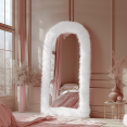 thumbnail image 5 of Melodieux 24"x 63" Arched Full Length Mirror with Stand White Fur Framed Full Body Floor Mirror, 5 of 5