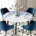 thumbnail image 5 of Elastic Fitted Round Tablecloth, Eucalyptus Leaves Waterproof Stretch Table Cover for 36"-44" Tables, Navy Blue Summer Botanical Weeping Washable Outdoor Tablecloths for Patio, Picnic, Camping, 5 of 9