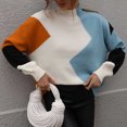 thumbnail image 7 of Fesfesfes Women Sweaters Long Sleeves Round Neck Color Matching Loose Tops Blouse Knitted Sweater Clothes Sale, 7 of 7