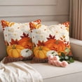 thumbnail image 2 of Orange Pumpkins Fall Outdoor Waterproof Pillow Covers, Thanksgiving Maple Leaf Autumn Retro Decorative Square Throw Pillowcase Sofa Cushion Sham for Patio/Couch/Chair, 26"x26" 2 Pack, 2 of 8