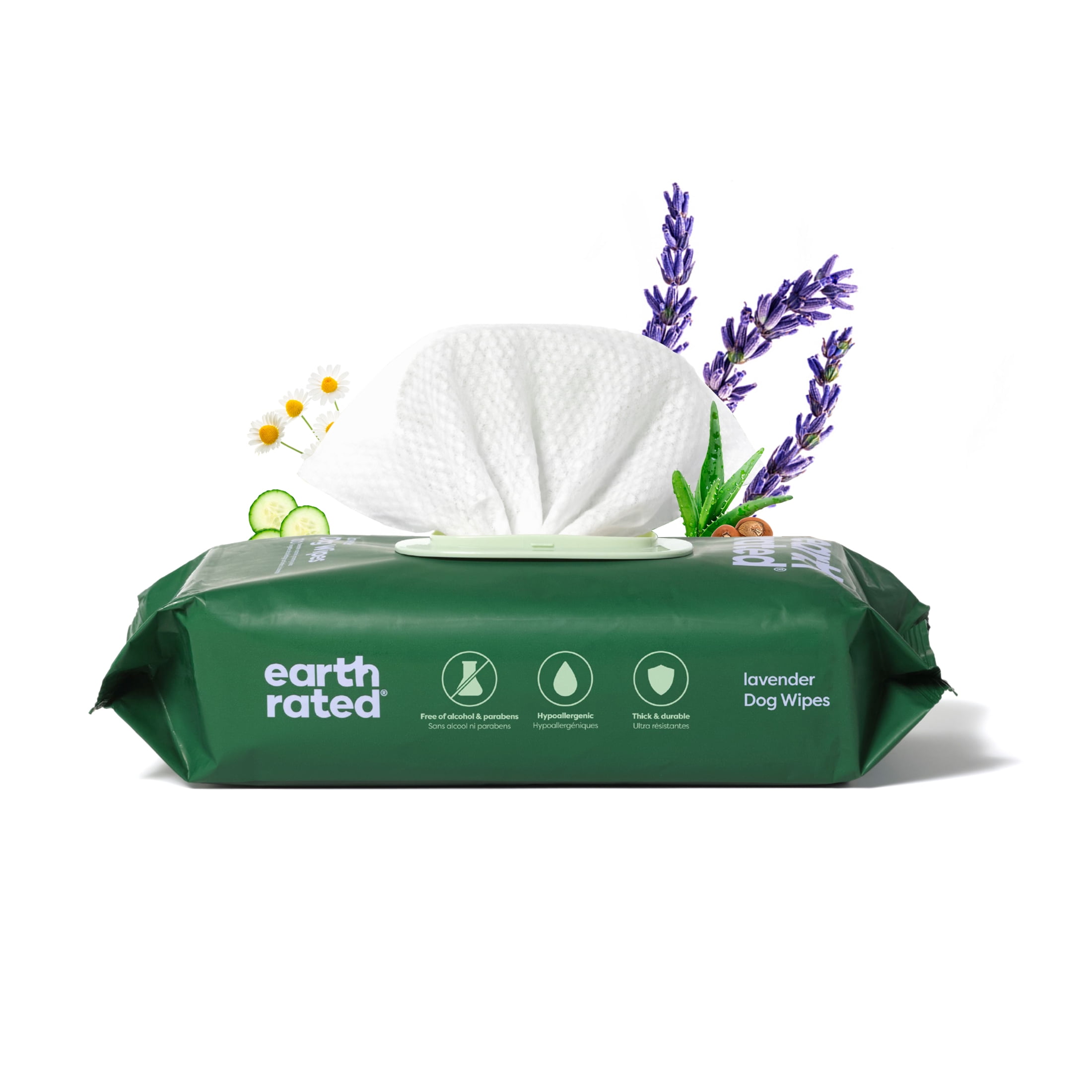 (2 pack) Earth Rated Dog Grooming Wipes, Lavender, 100 Count