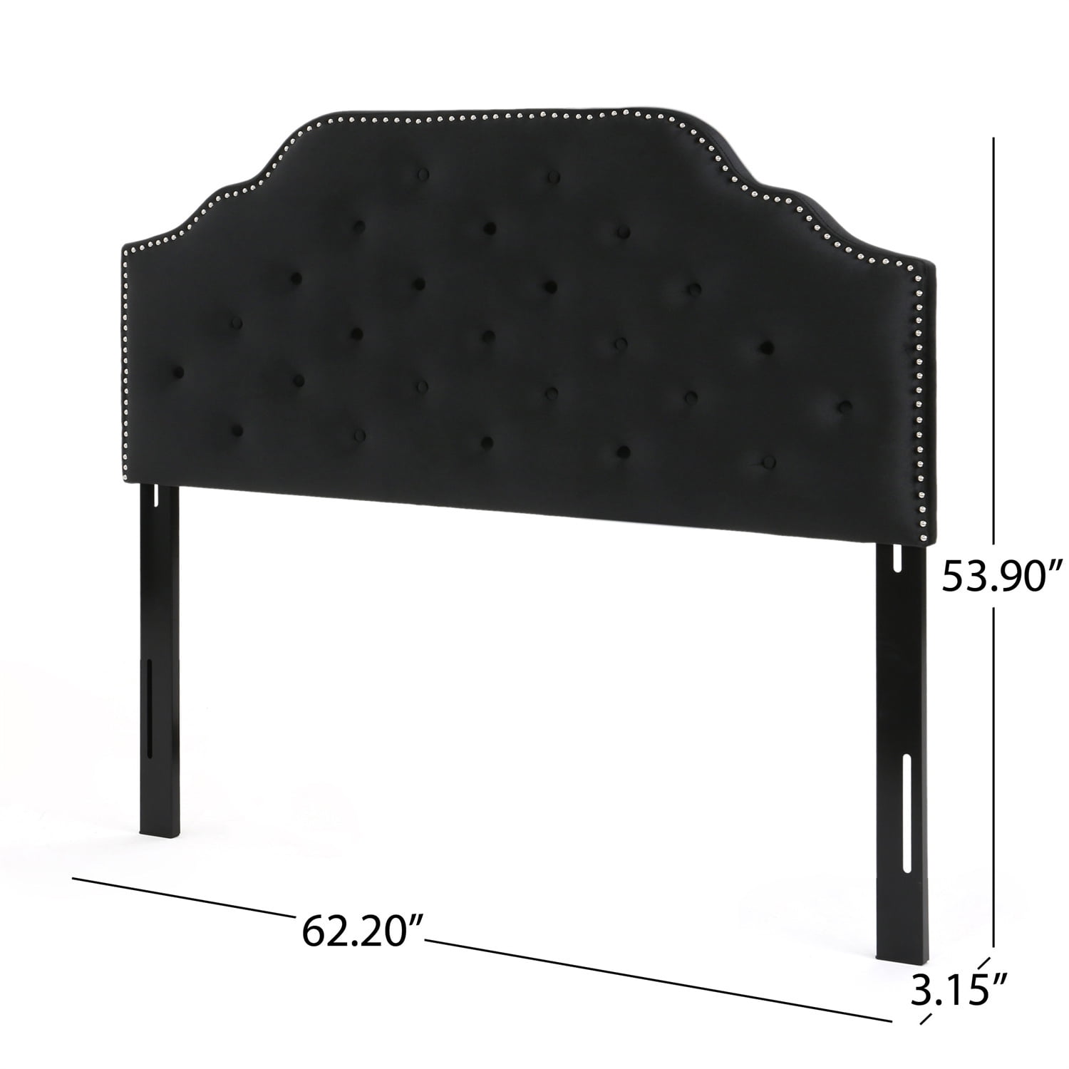 Kepooman Upholstered Headboard, Button Tufted Upholstery, Queen & Full Size, Black Kepooman Upholstered Headboard, Button Tufted Upholstery, Queen & Full Size, Black