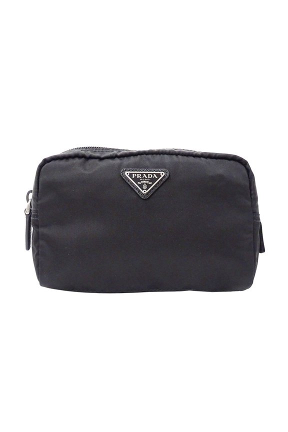Pre-Owned Prada PRADA handbag pouch for women and men, brand name, nylon, black, 1NA021, makeup...