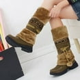 thumbnail image 2 of Mepaouo Snow Boots for Women Square Toe Mid Calf Boots Winter Warm Water Proof Walking Boots, 2 of 9