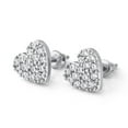 thumbnail image 2 of Pave Heart Stud CZ Iced Out Earrings .925 Sterling Silver, 2 of 2