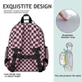 thumbnail image 5 of Black and Pink Checkerboard Pattern Backpack for School,Cute School Bag,Schoolbag with Adjustable Shoulder Straps & Padded Back,15.25"x11.5"x5.25", 5 of 5