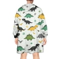 thumbnail image 2 of Wearable Oversized Blanket,Multi Colored Dinosaur Assortment Pattern Wearable Blanket Hoodie for Adults,Cozy Hooded Blankets with Super Pockets,Super Warm Fuzzy Pullover for Women & Men, 2 of 6
