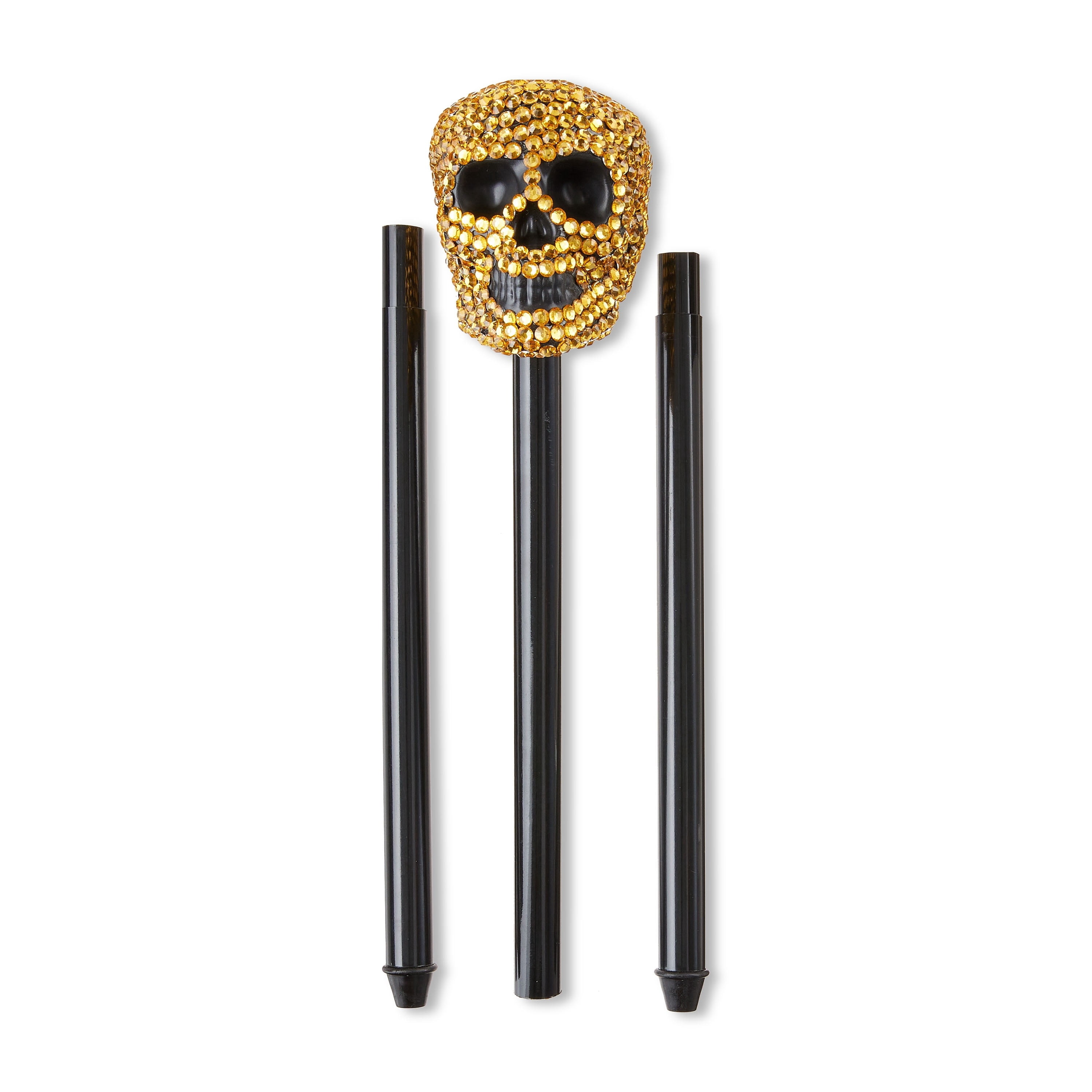 Bling Skull Cane Costume Accessory for Adults, Black and Gold, Halloween by Way To Celebrate
