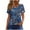 Navy 09, variant on Women's T-Shirts Fashion Full Floral Printing Front Pleated Blouses Top Summer Square Collar Short Sleeved Shirts Button Casual Loose Pullover Tops