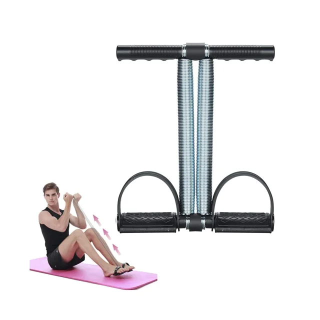 Cuerda de tracción con resorte doble para abdominales, tensión elástica, pedal de fitness, equipo para abdominales, ejercitador de piernas, recortador de abdomen