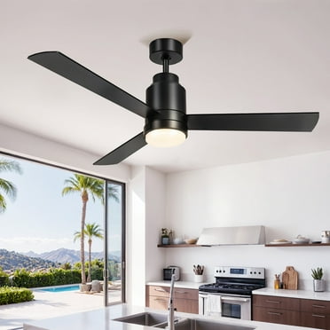 ModFusion 52" Smart Ceiling Fan with LED Light, 3-Blade, Remote & App Control, Black