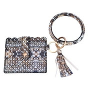 PU Leather Wallet Tassel Handbag Portable Bracelet Bag (Blue)