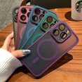 thumbnail image 3 of Luxury Matte Shockproof Phone Case For iPhone 11 12 13 14 15 16 Pro Max Plus Magsafe Wireless Charge Magnetic Cases Cover PURPLE For iPhone 11Pro, 3 of 5