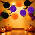 thumbnail image 5 of MYUNNIL Halloween Tissue Pom Poms, 6 Pcs Black Orange Purple Hanging Paper Flowers Ball Decorations, 10 Inch Lightweight Halloween Ceiling Ornaments for Wall Window Holiday Party Decor, 5 of 7