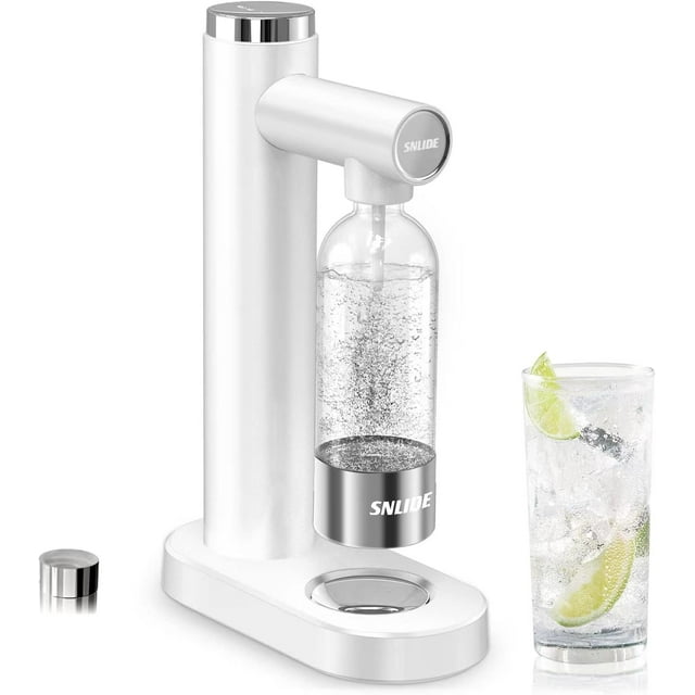 SNLIDE Soda Maker, Soda Water Machine with 1L BPA Free Pet Bottle, Easy to Use, Cute Sticks DIY the Sparkling Water Maker, Compatible with Screw-in 60L CO2 Exchange Carbonator (NOT Included), Home Use