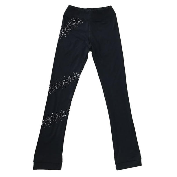 Pantalones de vestir para patinaje artístico sobre hielo, leggings de algodón, mallas negras para mujeres y niñas Star170