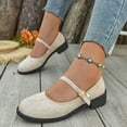 thumbnail image 3 of Mepaouo Mary Jane Flat Shoes for Women Arch Support Low Wedge Heel Ballet Flats Suede Knit Dress Shoes, 3 of 8