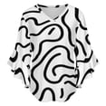 thumbnail image 5 of Abstract Black White Wavy Lines Women's V-Neck Blouse With 3/4 Ruffled Bell Sleeves Casual Top Ladies Blouses, 5 of 7