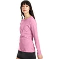 thumbnail image 3 of Hanes Women's Long Sleeve Cotton T-Shirt Pink Swish 2XL, 3 of 5