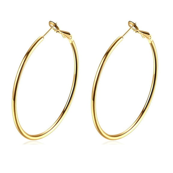 90mm Large Gold Hoop Earrings Big Huggie Hoops for Women