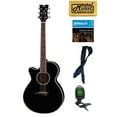 thumbnail image 2 of Dean Performer Mini Jumbo Acoustic-Electric Left Handed Guitar, Classic Black, Bundle ,PEL CBK PACK, 2 of 4