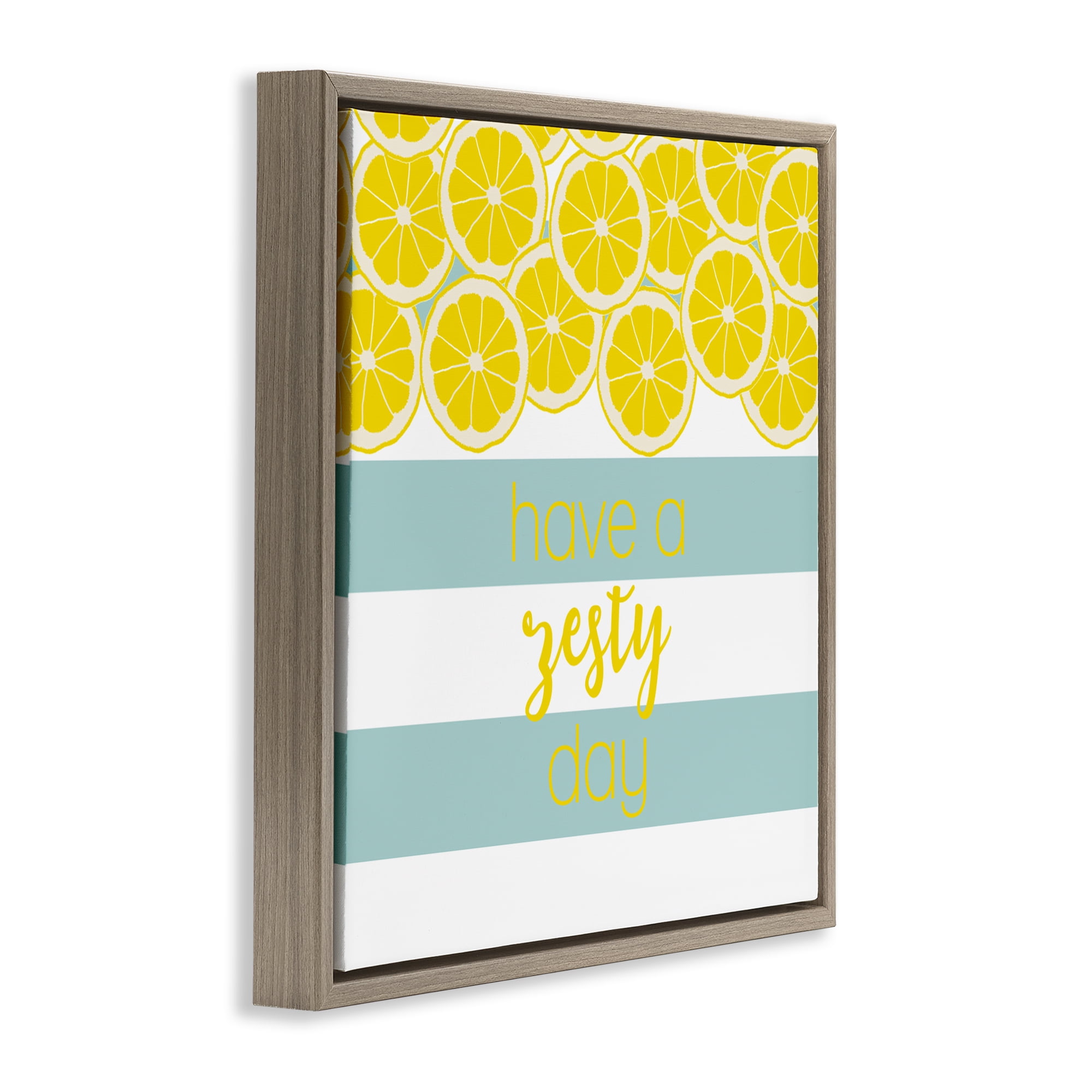 Stupell Industries Zesty Citrus with Stripes Brown Framed Floater Canvas Wall Art, design by Anna Quach