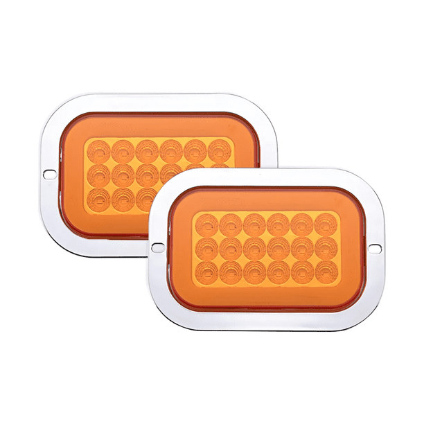 Plafon Rectangular 18 Led Arillo Gel Bisel Cromado 12-24v 2pz Malubero Anaranjado