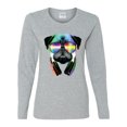 thumbnail image 2 of Wild Bobby, Colorful Pug DJ, Pop Culture, Women Graphic Long Sleeve Tee, Heather Grey, X-Large, 2 of 4