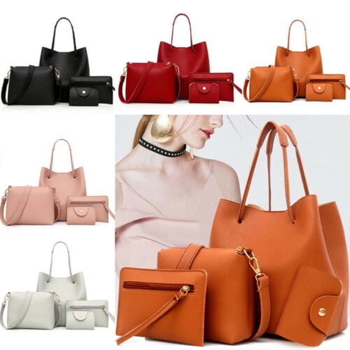 Pudcoco New Women Ladies Handbag 4pcs/Set Leather Shoulder Bag Totes ...