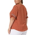 thumbnail image 3 of Agnes Orinda Women's Plus Size Blouses Pin Dots V Neck Ruffle Short Sleeve Spring Summer Boho Tops 1X Orange, 3 of 6