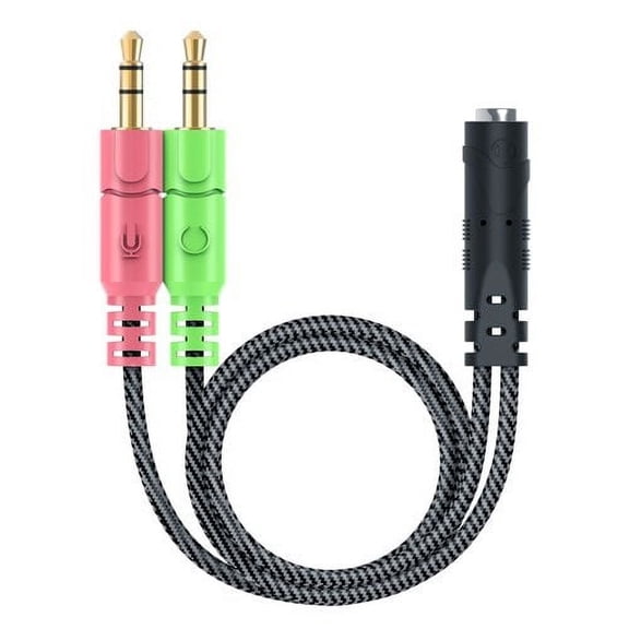 MillSO Headset Splitter 3.5mm CTIA Jack Headset Adapter Mic and Audio Headphone Splitter Cable with Separate Microphone and Headphone Connector for Gaming Headset to PC - 8inch/20CM Black