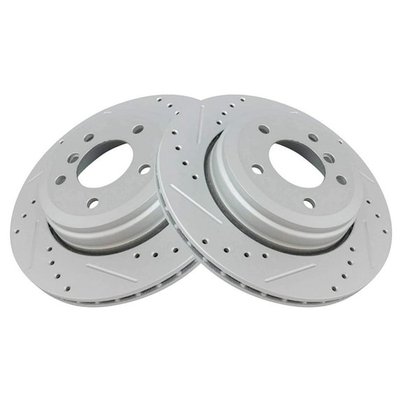 TRQ Rear Performance Brake Rotors Set Premium G-Coated Fits Select 2004-2007 BMW 525i 2008-2010 528i 530i