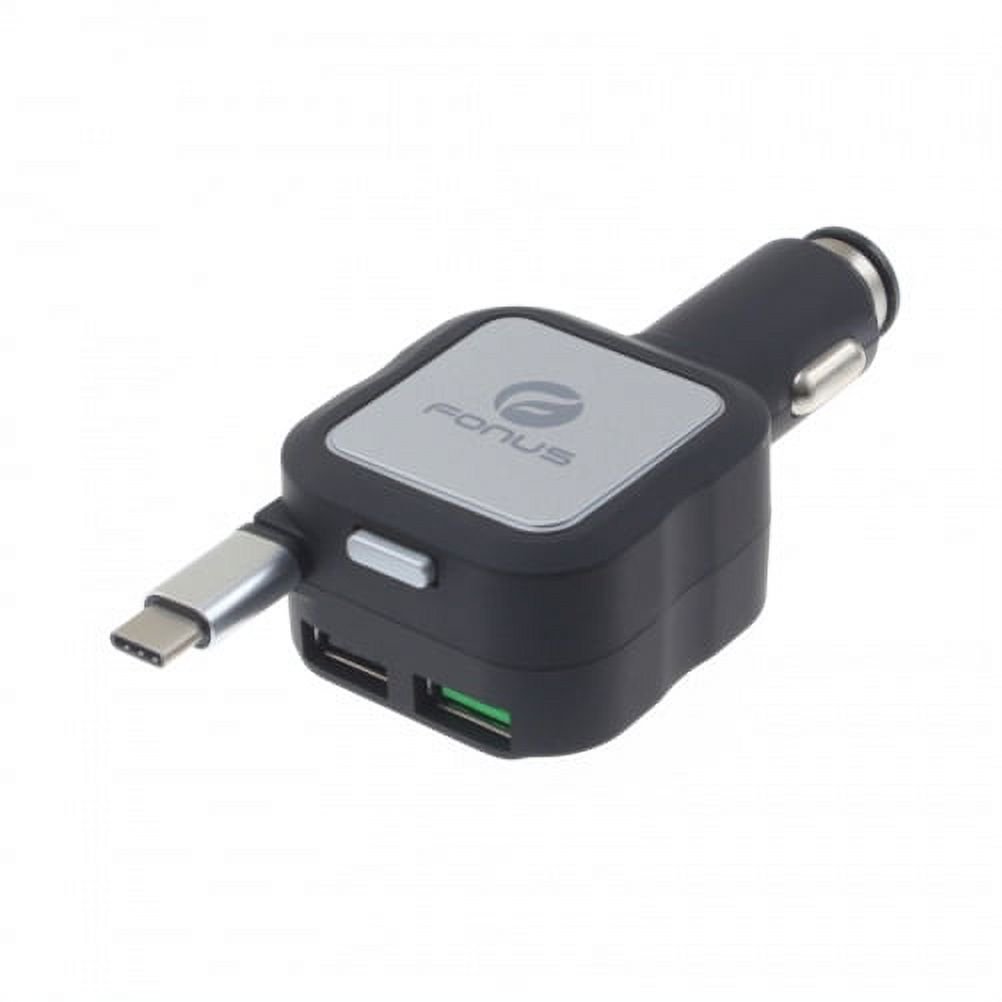 Car Charger Retractable 4.8Amp Type-C 2-Port USB Fast Charge L3Q for Samsung Galaxy Tab S6 10.5 S5e 10.5 S4 10.5 A 10.1 (2019) S9 Plus, S8 Plus, active S10e S10 Plus 5G Note 9 8 10 Plus Fold